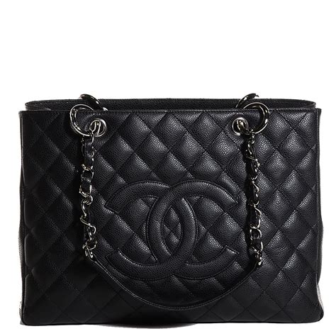 chanel black quilted caviar grand shopper|Chanel Grand Shopper Tote Bag Black Caviar Leather .